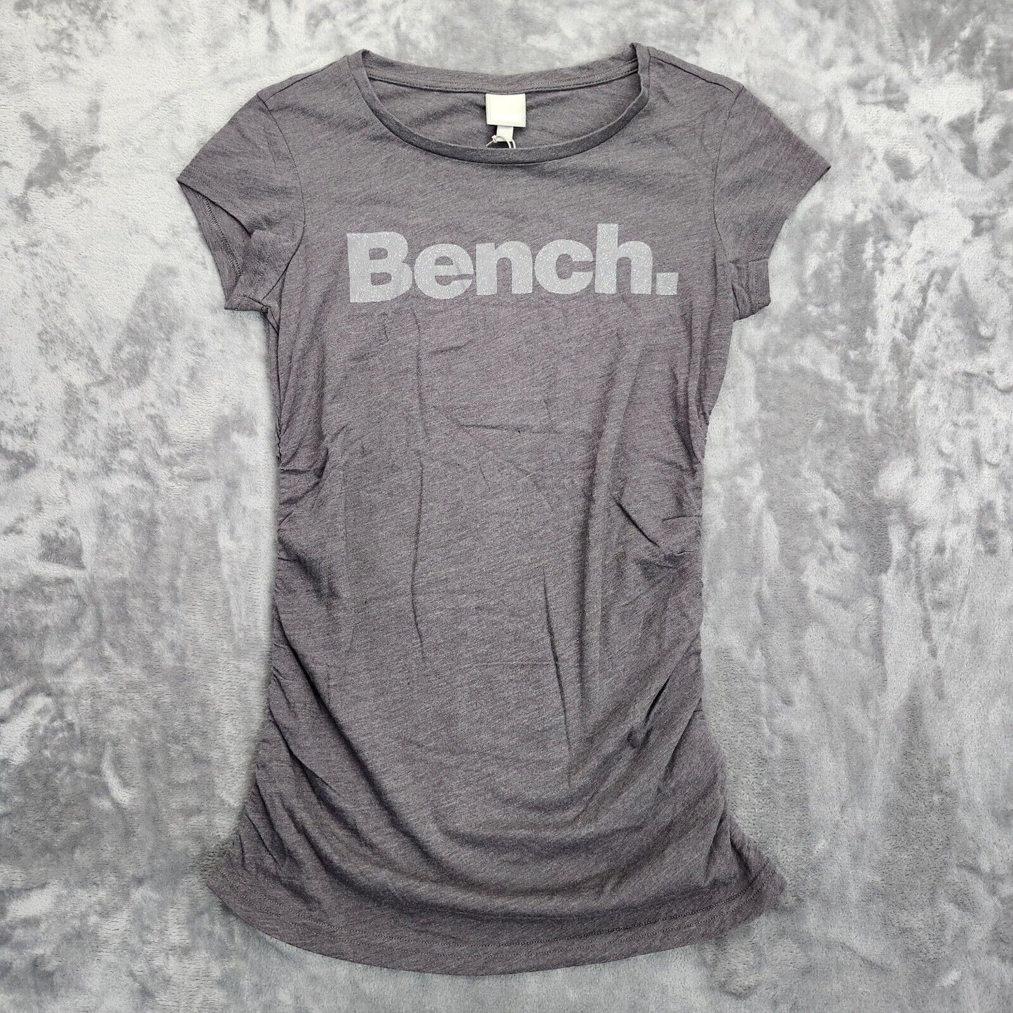 Bench Urban Wear Womens Cap sleeve T-Shirt Grey with logo Size Small