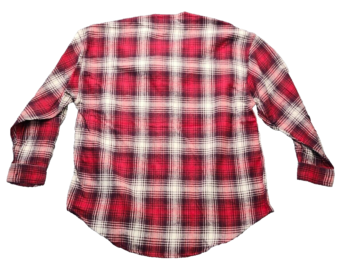 Rosettes Long Sleeve Button Up Flannel Women's Medium Plaid Red