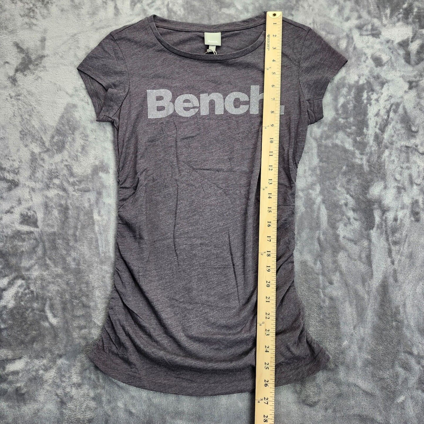 Bench Urban Wear Womens Cap sleeve T-Shirt Grey with logo Size Small