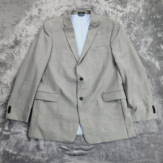 Tommy Hilfiger Men's Gray Blazer Sport Coat Suit Jacket  Long 46 100% Wool