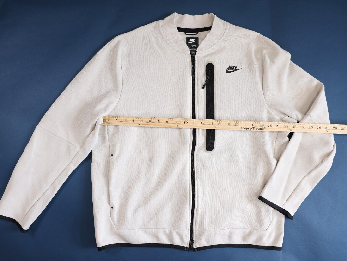 Nike Zip Up Jacket White / Beige with Black Accent Size XL