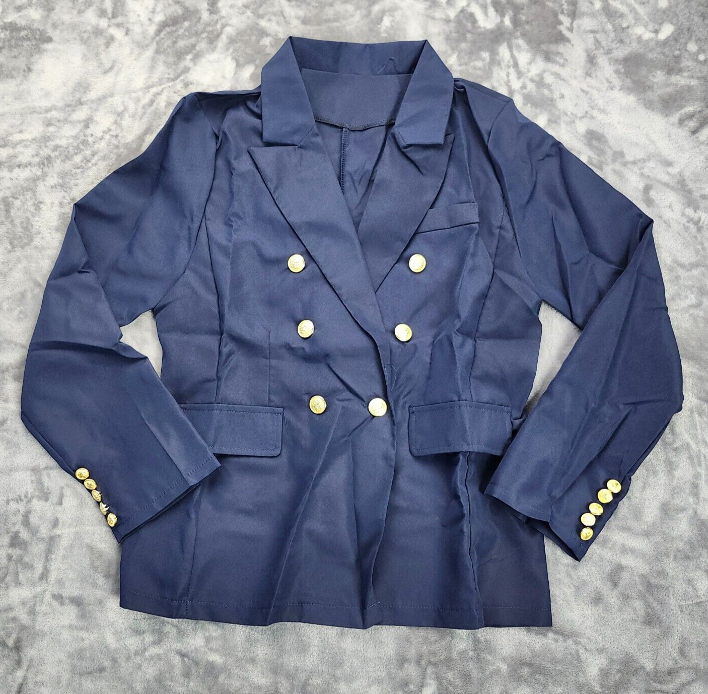 Women Small Suit Casual Blazer Fashion Suit Coat Jacket Blue 2XL