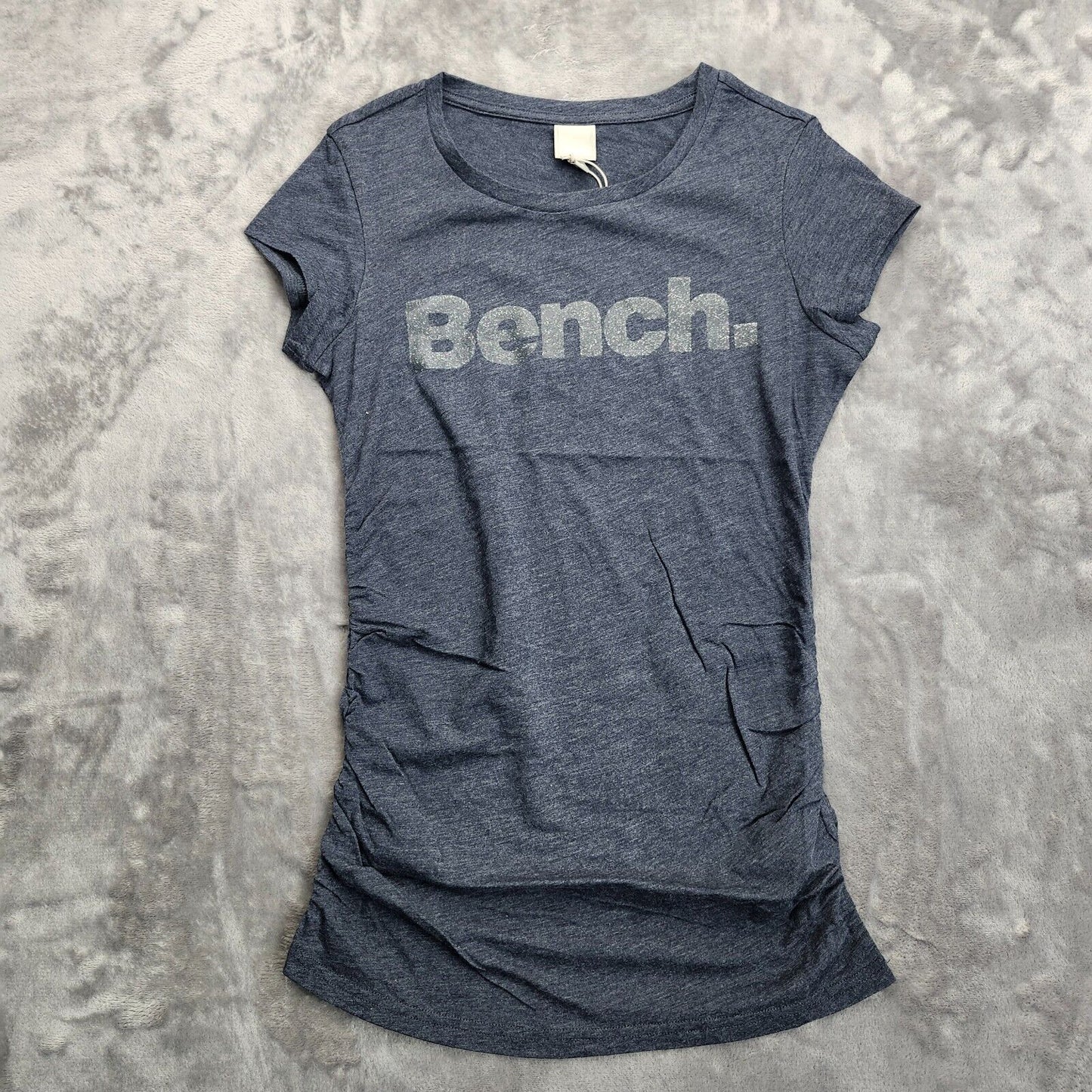 Bench Urban Wear Womens Cap sleeve Ruched Sides T-Shirt Dark Gray Size Small