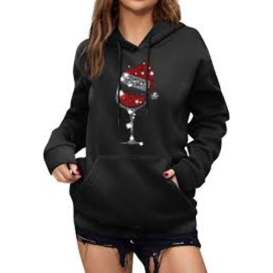 Womens Merry Christmas Sweater Mini Dress Xmas Hoodie Sweatshirt Dress Black M