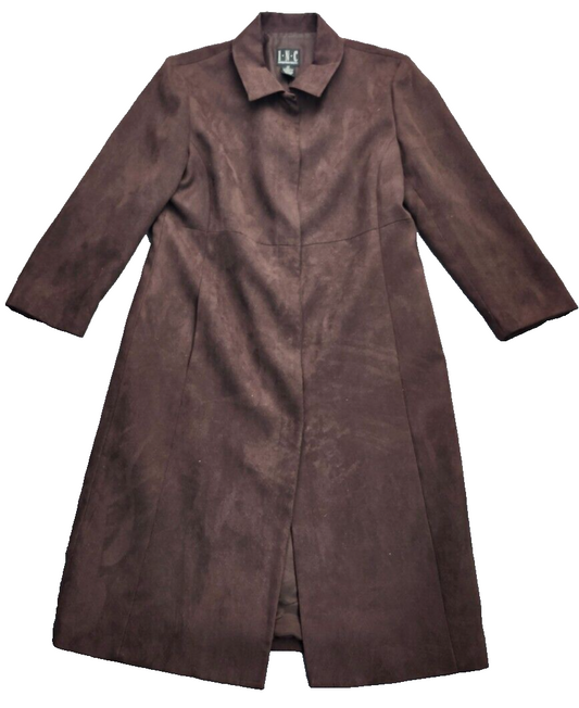 INC Women's Suede trench coat Brown with Magnetic Buttons size 12