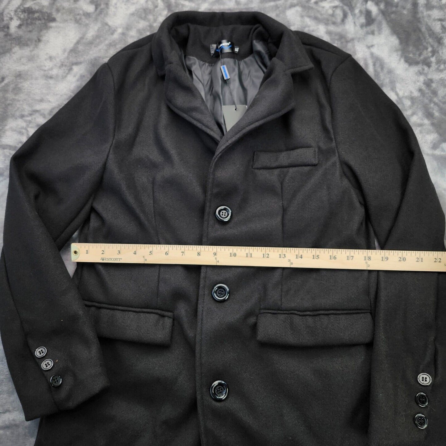 Mens Single Breasted Trench Coat Winter Wool Blend Pea Coat Oversized XL