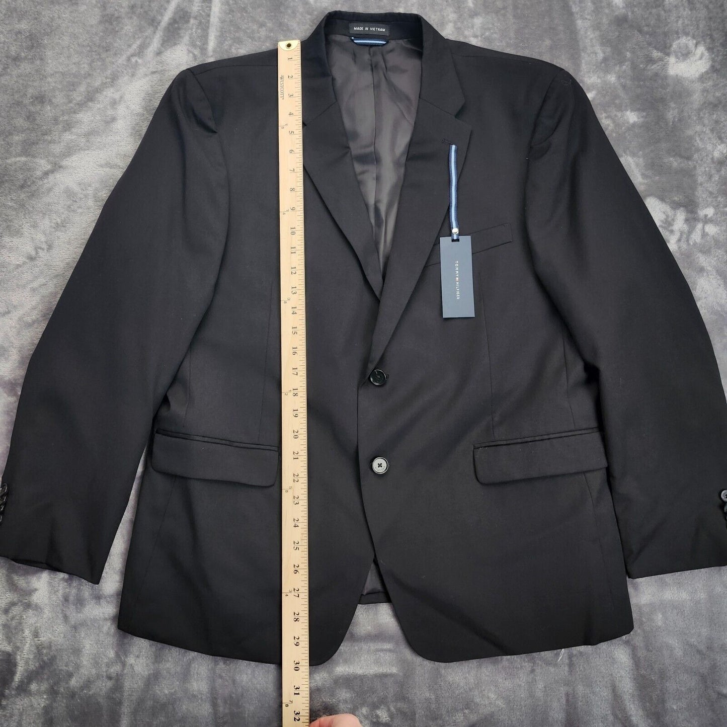 Tommy Hilfiger Mens Suit Jacket Notch Lapel Black Blazer size S44 W38