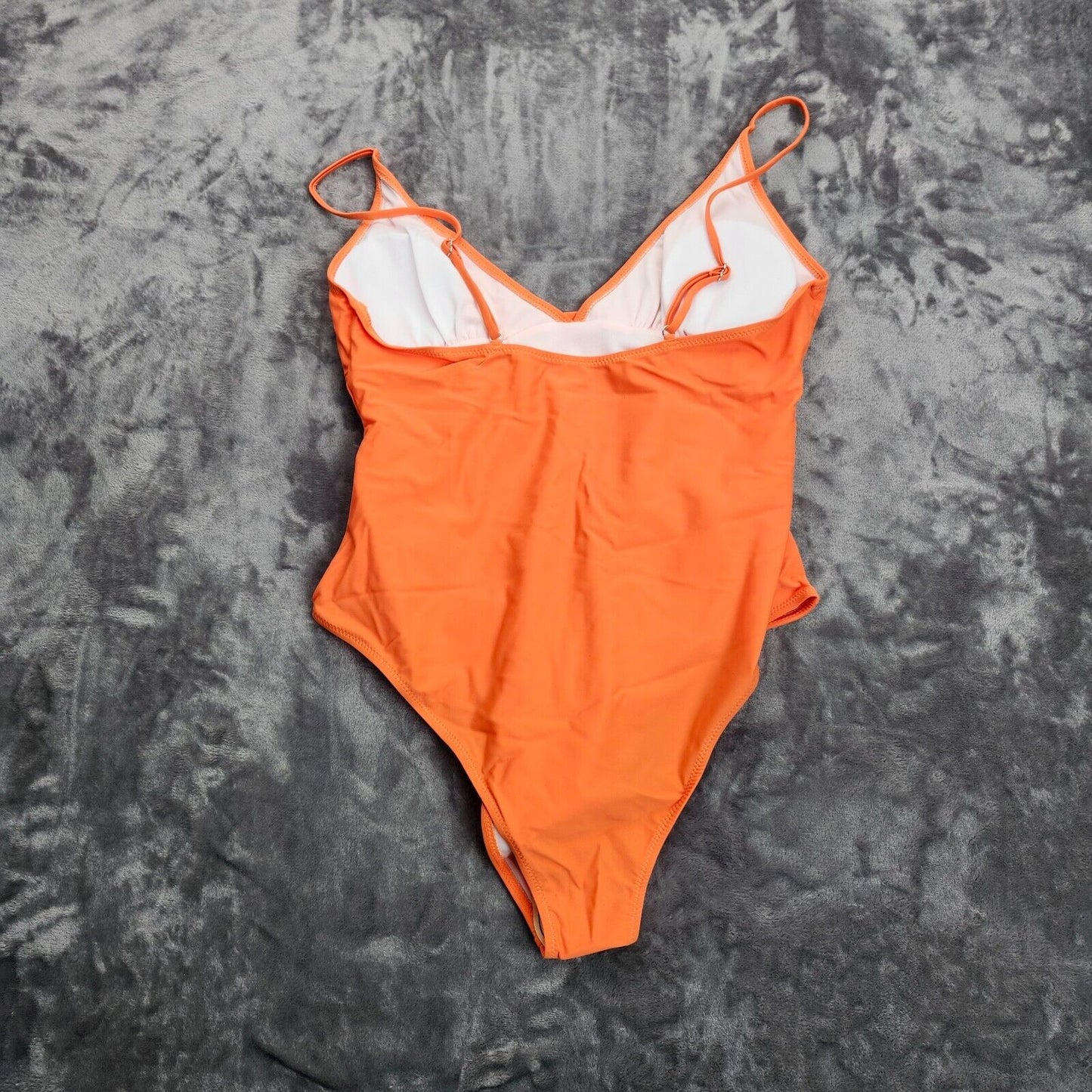 Cupshe Women's Orange Ruched One Piece Swimsuit Plunging Neckline Monokini, XL