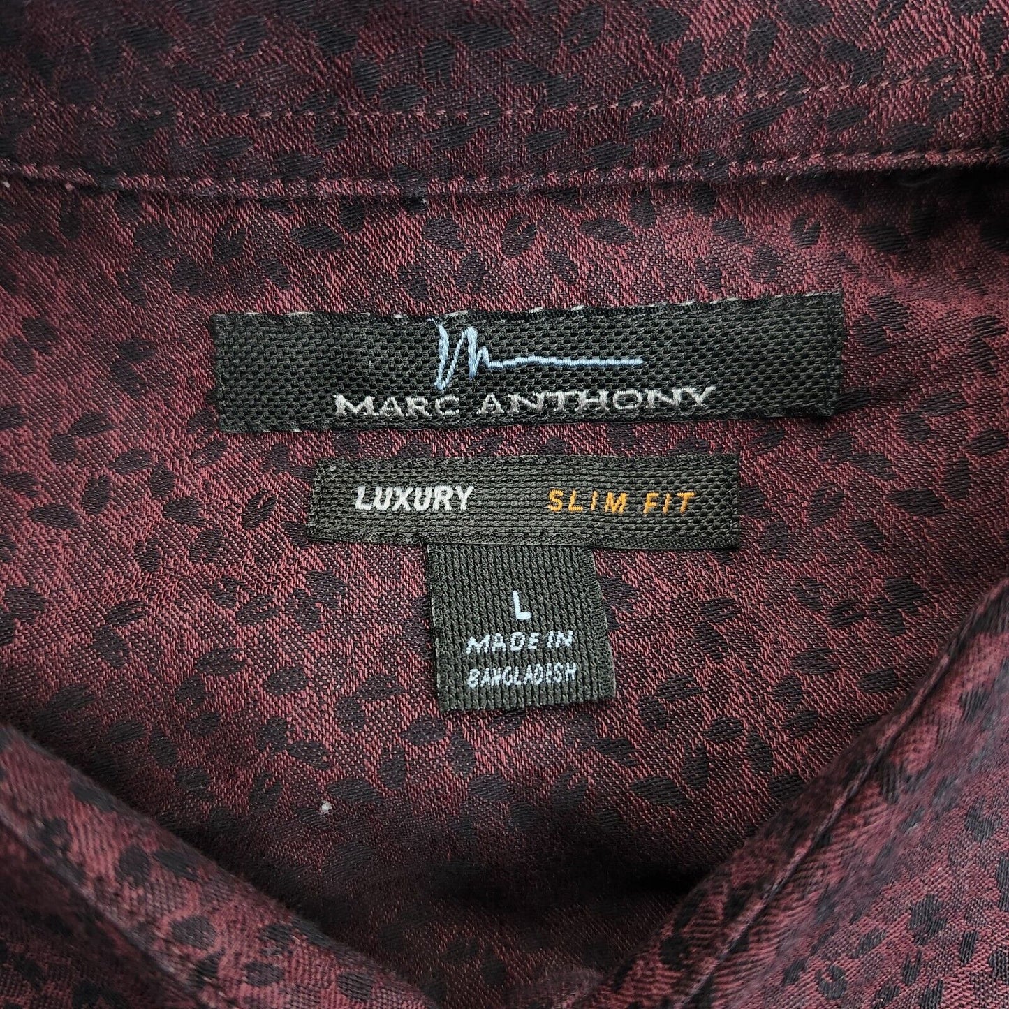 MARC ANTHONY LUXURY SLIM FIT Dress Shirt Burgundy Size L