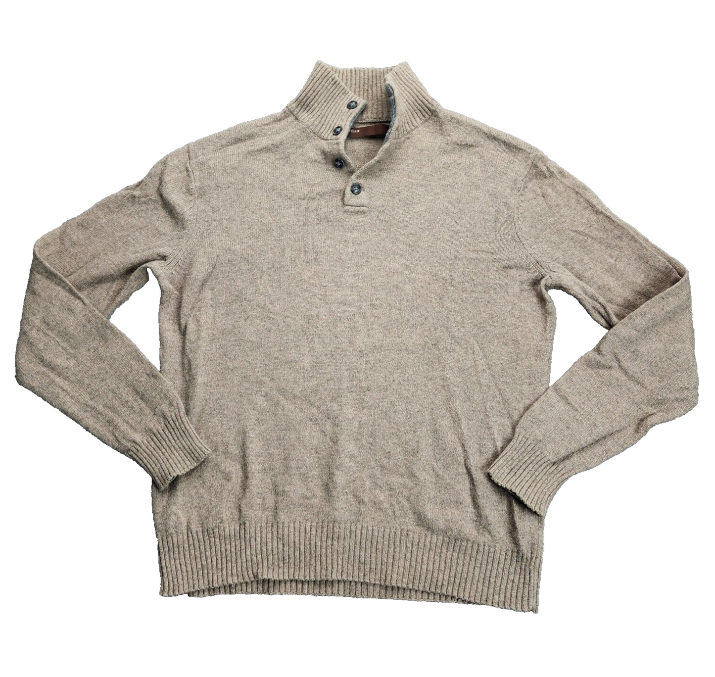 PERRY ELLIS Merino Wool Blend Collared Knit Sweater Tan size Medium