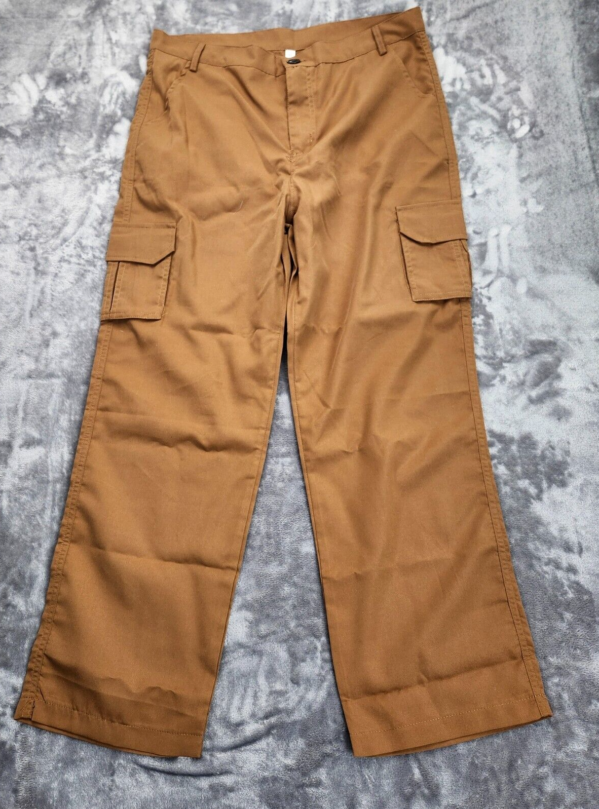 Men Casual Straight Leg Pants with Pockets for Office Dark Brown M