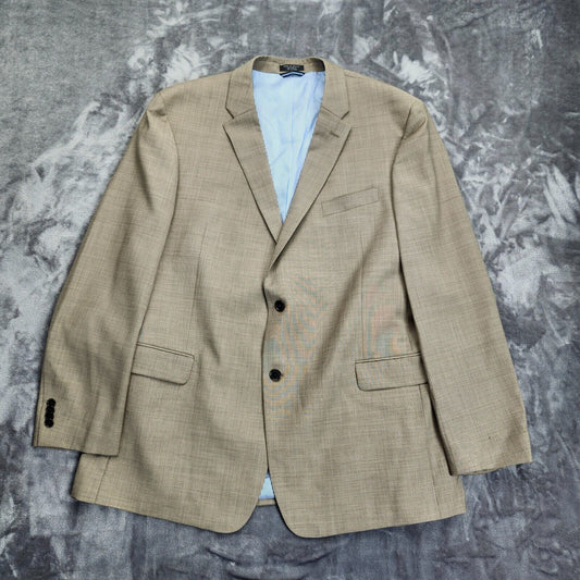 Tommy Hilfiger Mens 100% Wool Suit Jacket Tan Notch Lapel 48 Long