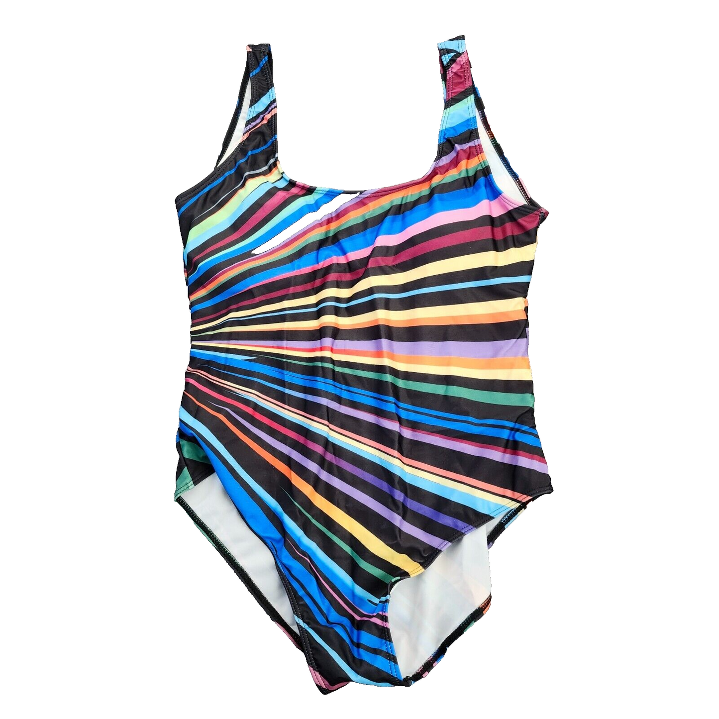 Plus Size One Piece Padded Swimsuit Womens Swimming Multicolor stripe XL