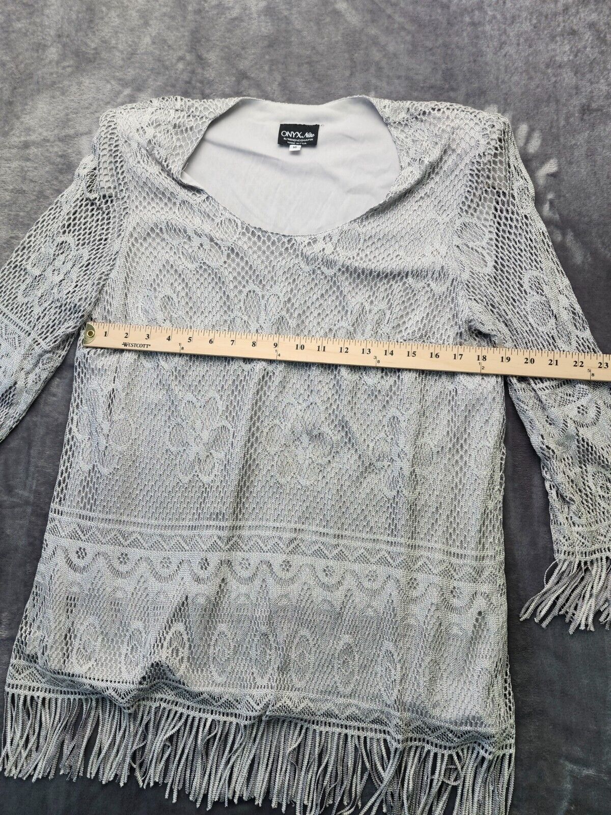 ONYX Nite by Wendye Chaitin womens Silver dress shirt Size 16