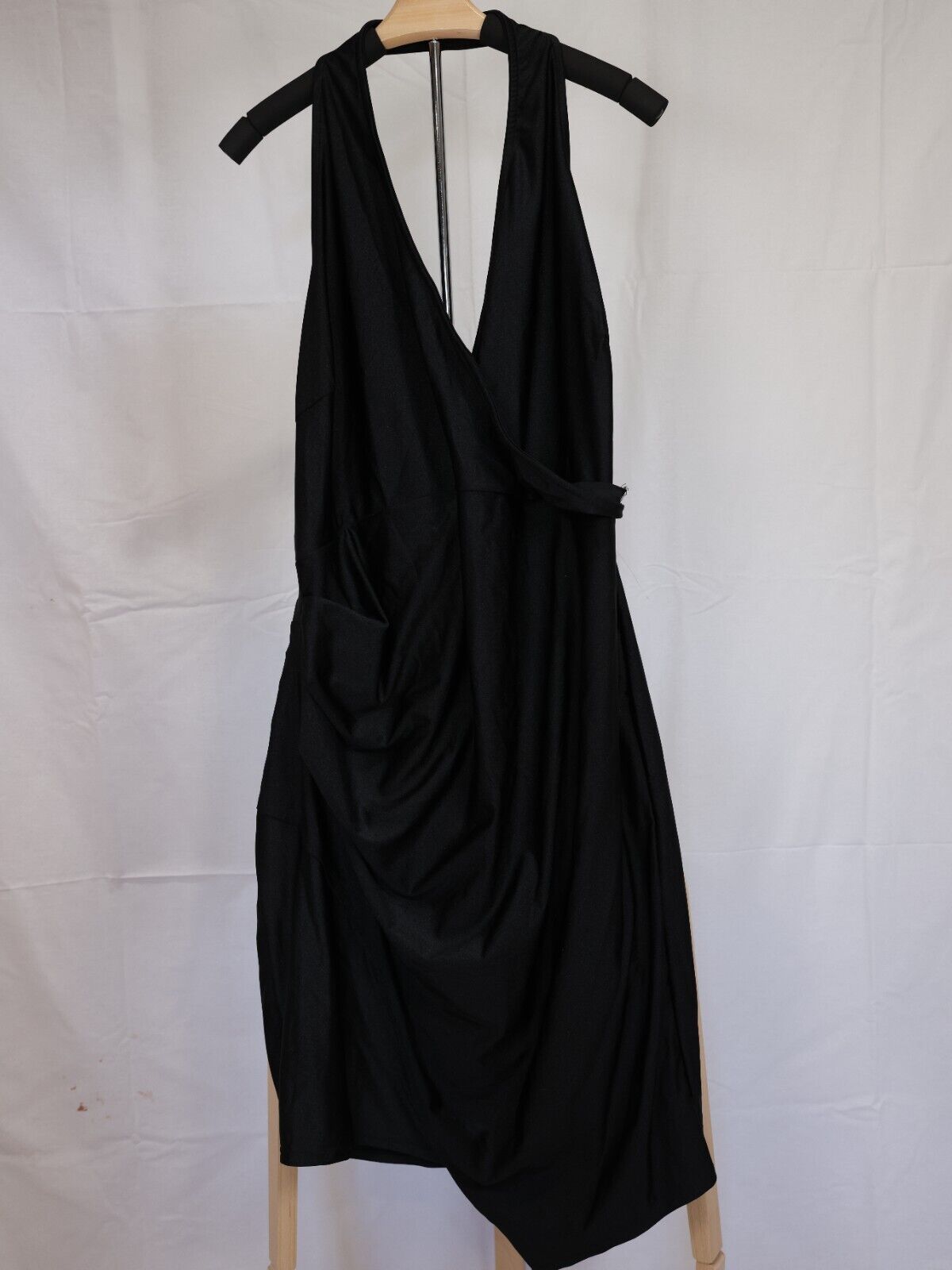 NWT City Studio Women's Asymmetrical Midi Halter Dress Black Plus Size 3X