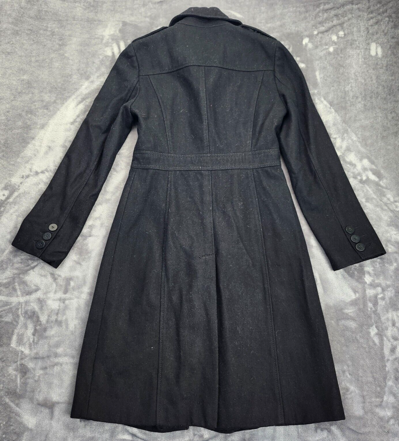 Kenneth Cole Reaction Womens mid-length black wool coat Size 4