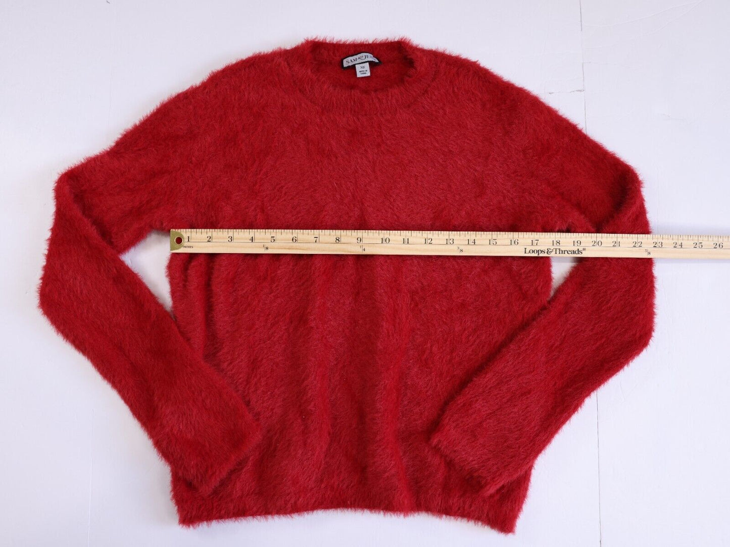 Sam And Jess Womens Sweater Pullover Comfort Fuzzy Long Sleeve Top Red Size XS