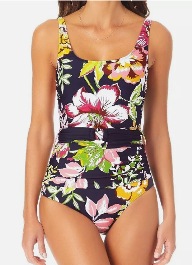 NWT Anne Cole Swim Swimsuit One 1 piece Sz 18W Belt