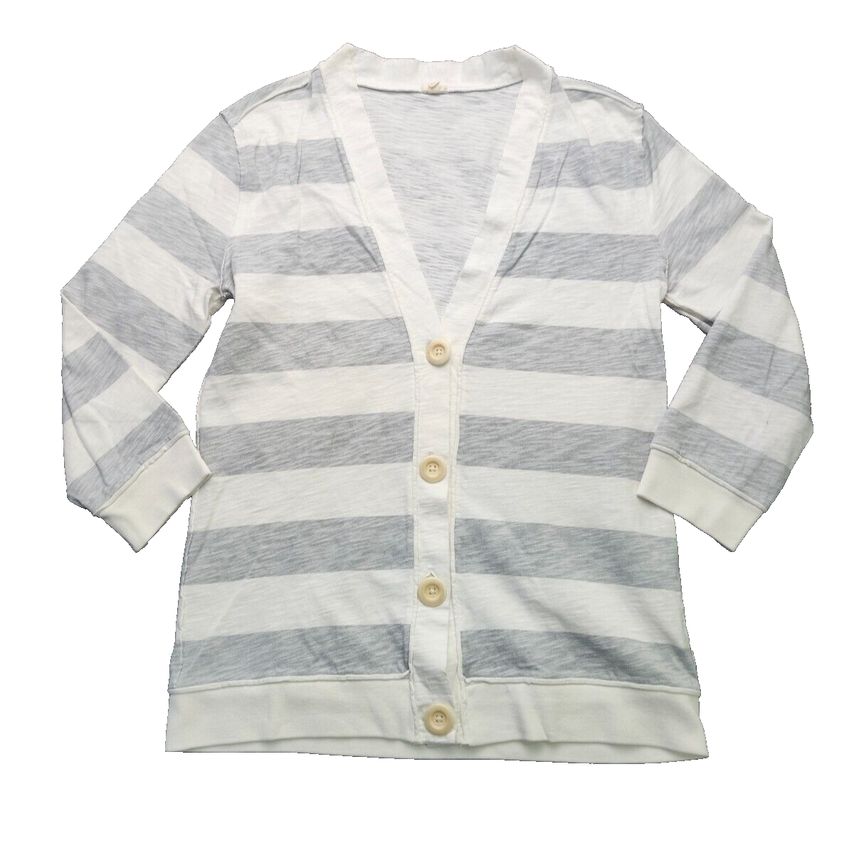 J Crew Gray and White Stripe Womens Cardigan size Small