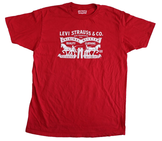 Levi Strauss & Co. Shirt Men's Large RED Graphic Tee Original Riveted