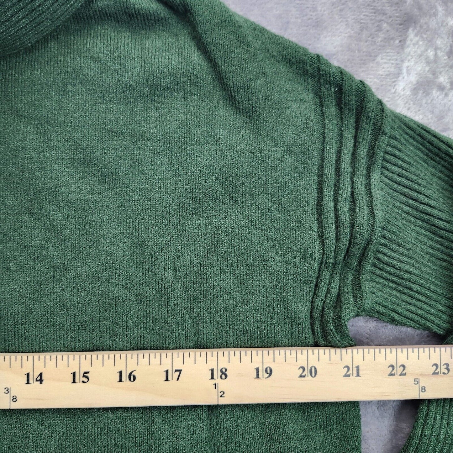 joan vass New York Womens Knit Green Sweater with Cowl Neck and 2 pockets size L