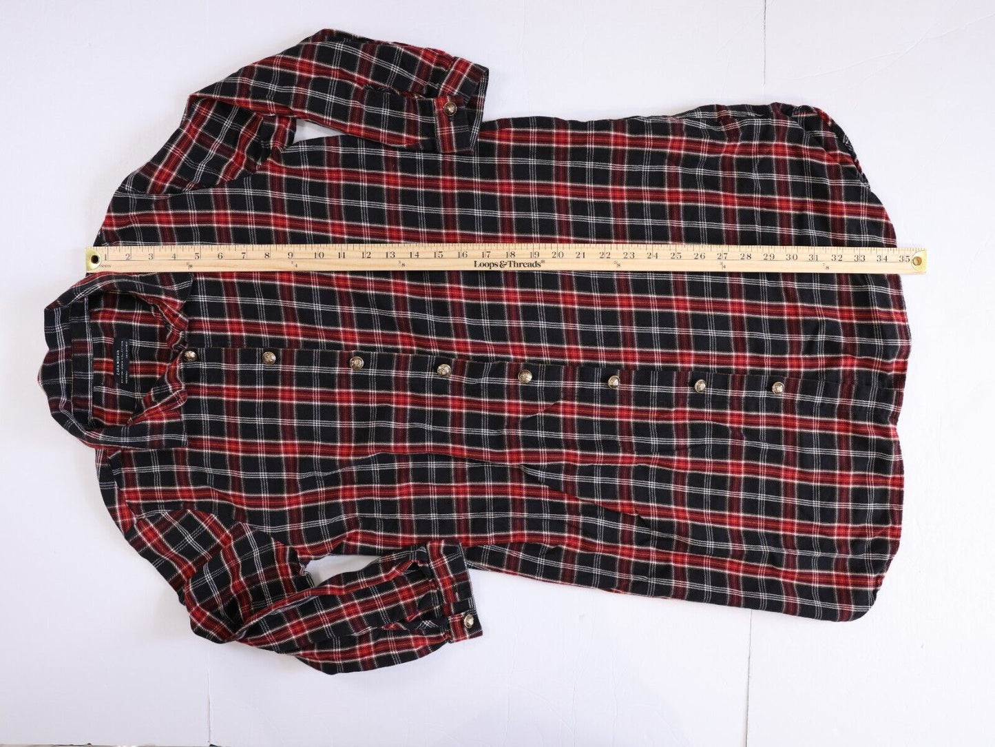 Zara Premium Denim Collection Women’s Plaid Shirt Dress Size Medium Red/Black