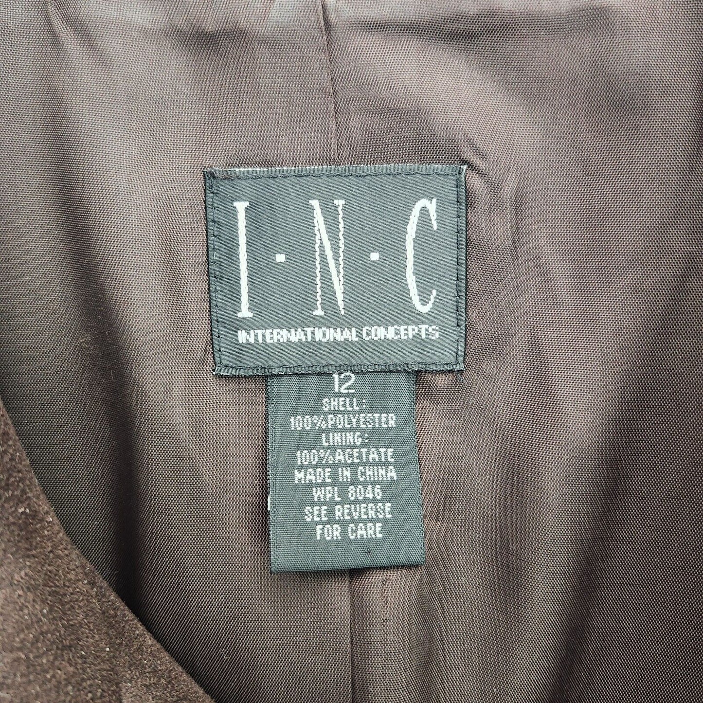 INC Women's Suede trench coat Brown with Magnetic Buttons size 12