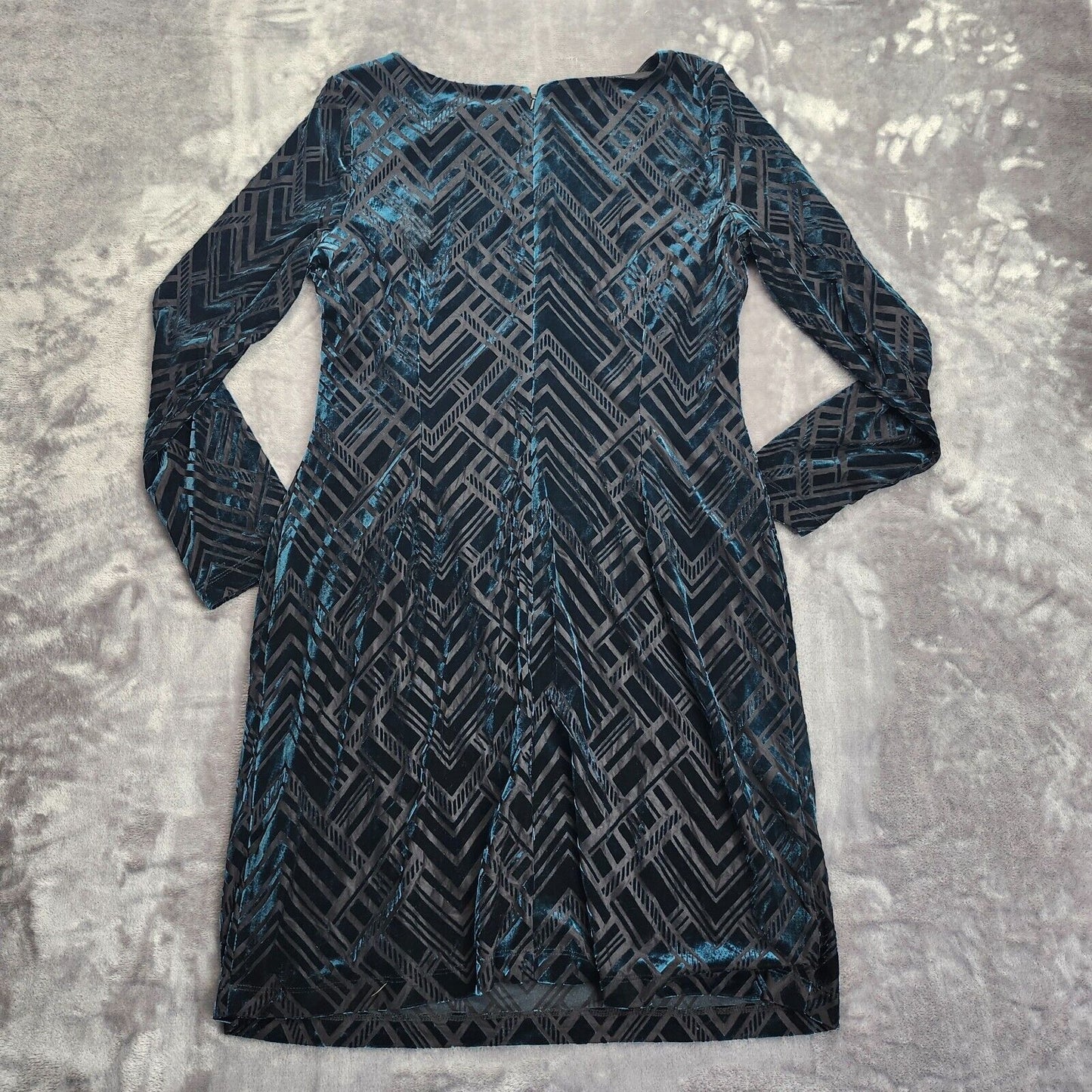 Vince Camuto Velvet Burnout Long Sleeve Mini Dress Dark Green Size Medium