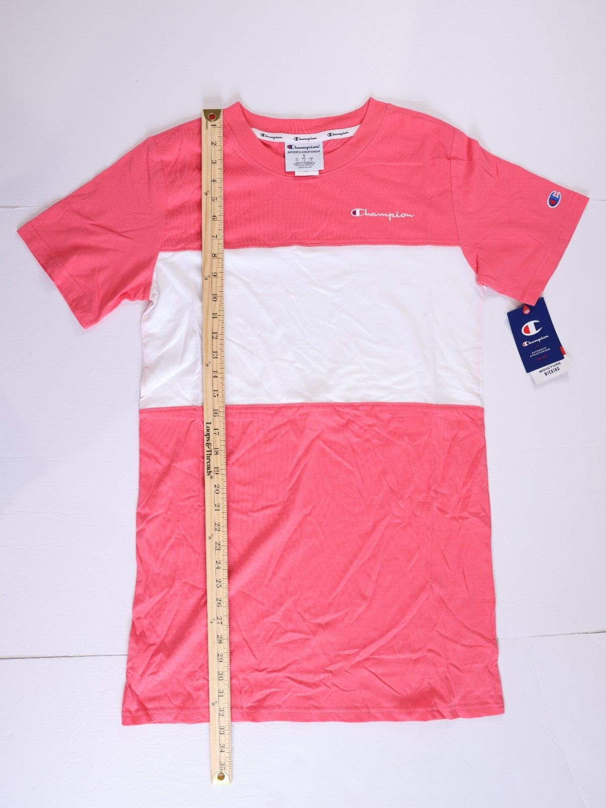 NEW Champion Womens Pink and White Tee Shirt dress Size S