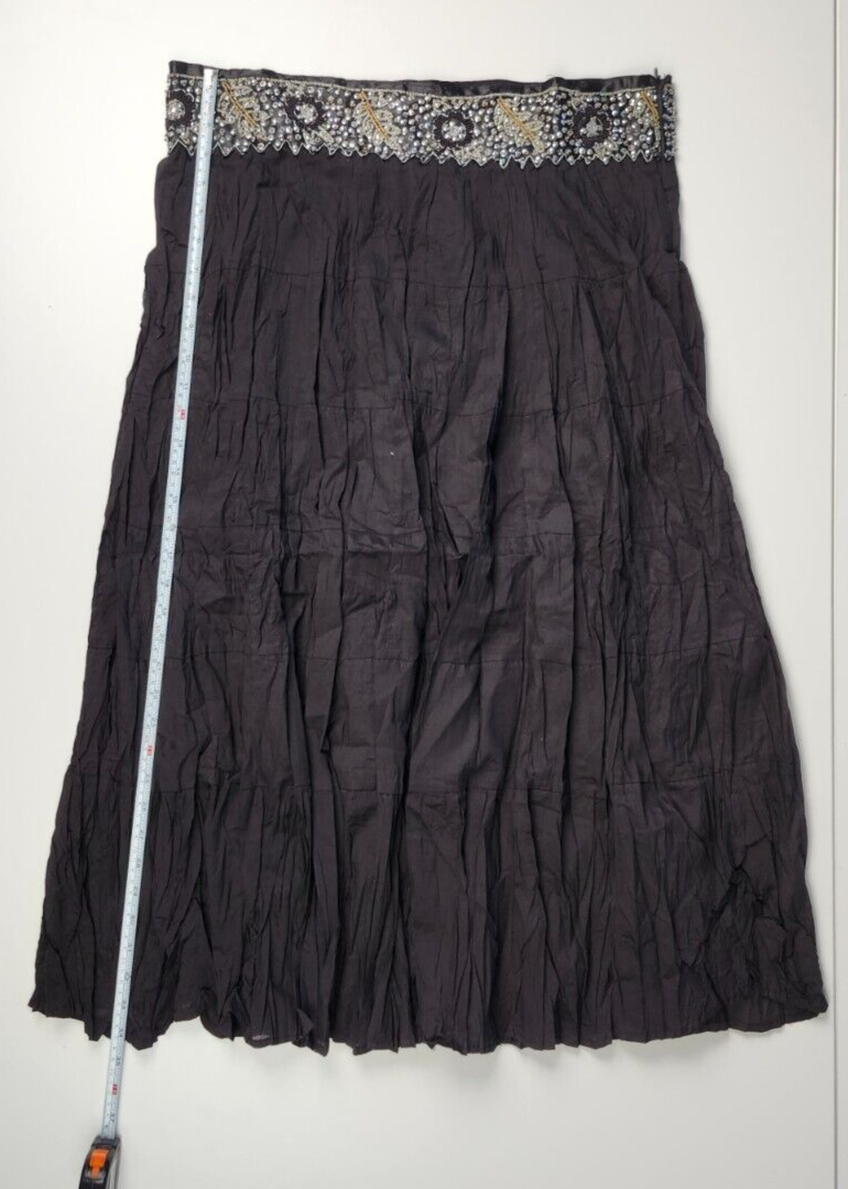 Citicraze Casualwear Inc womens XL BLack Crinkle Maxi Skirt