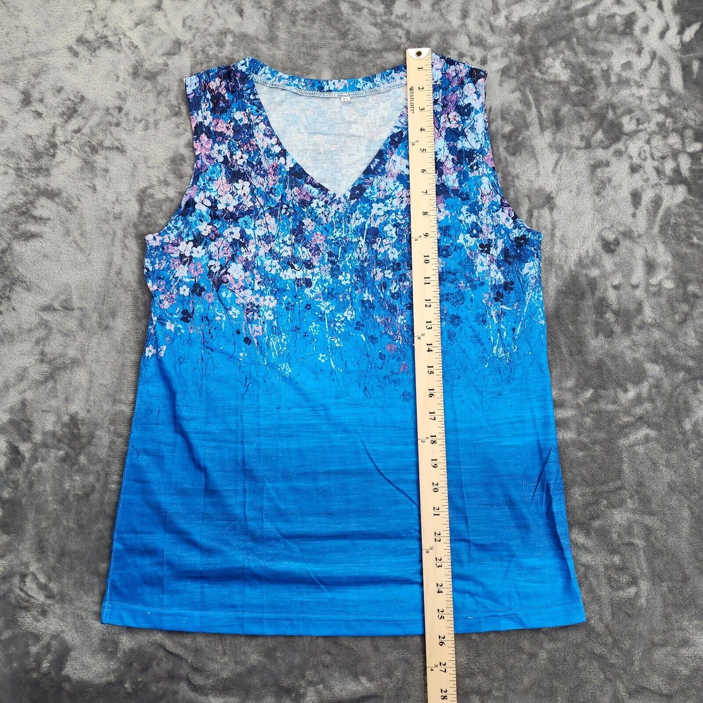 Women Summer Floral Print V-Neck Sleeveless Casual Tank Top XL