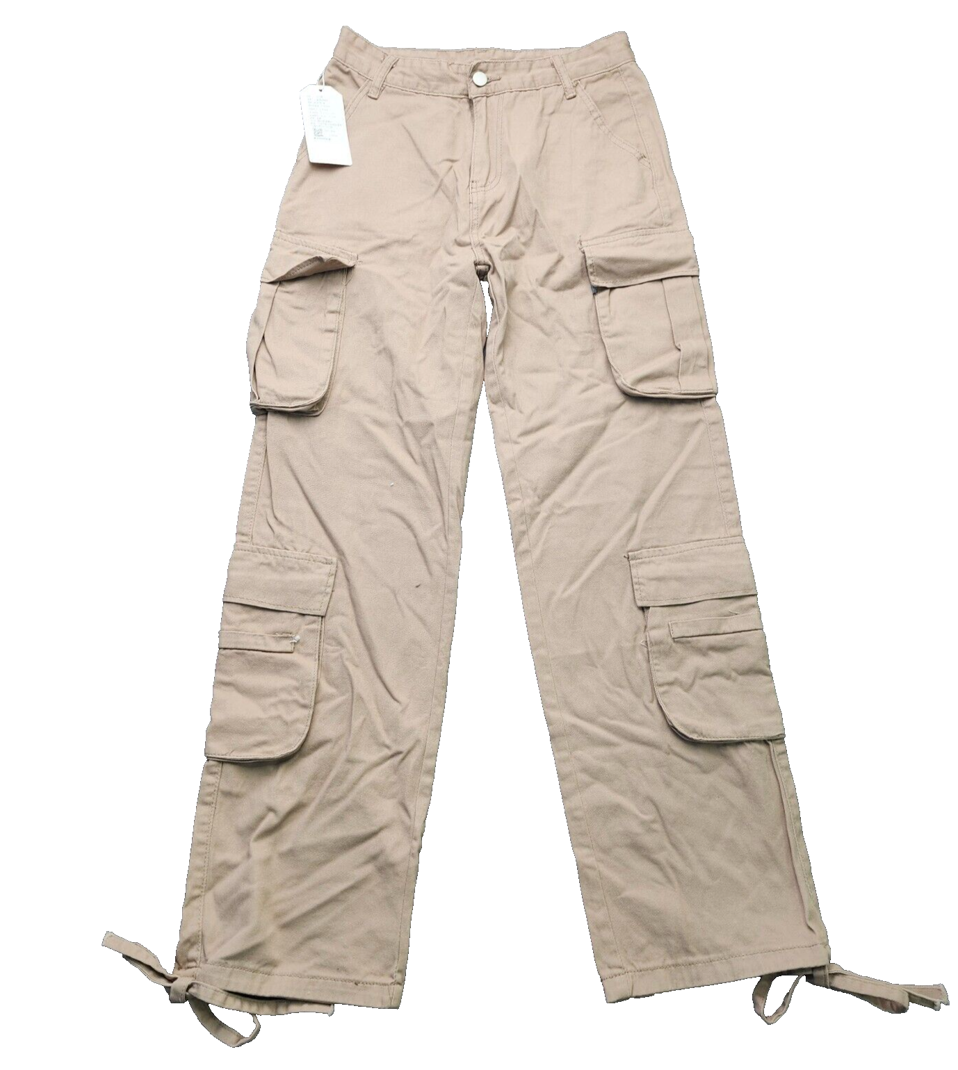 Women's High Rise Skater Cargo Pants (Khaki, Medium)