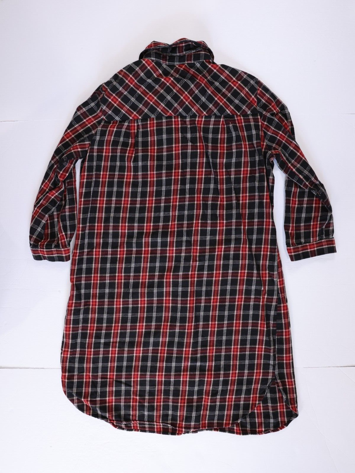 Zara Premium Denim Collection Women’s Plaid Shirt Dress Size Medium Red/Black