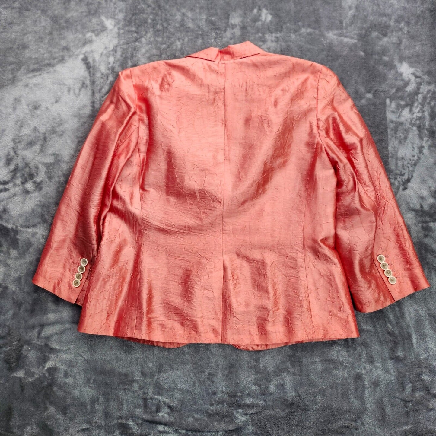 Talbots Sz 12 Spectacular Apricot Pink Orange Silk Lightweight Blazer Jacket