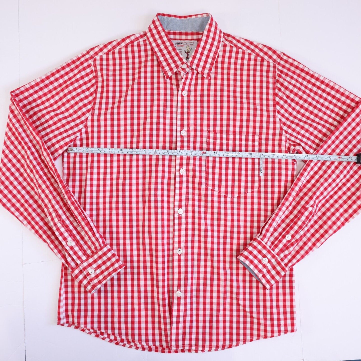 Filthy Etiquette Mens Button Down Shirt Red MEDIUM