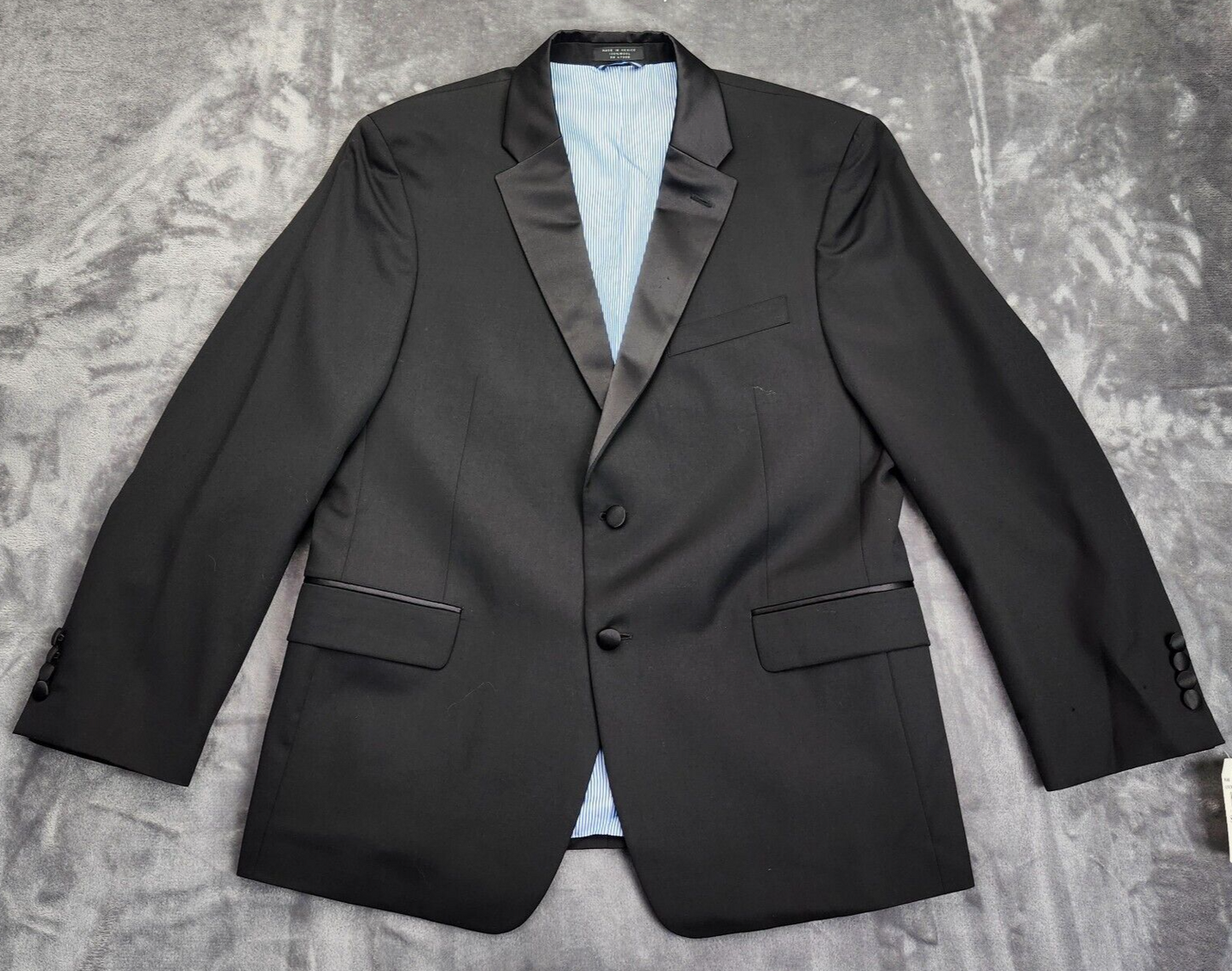 NWT Tommy Hilfiger Black Suit Set Jacket Notch Lapel 2 Button 42 Short 100% Wool