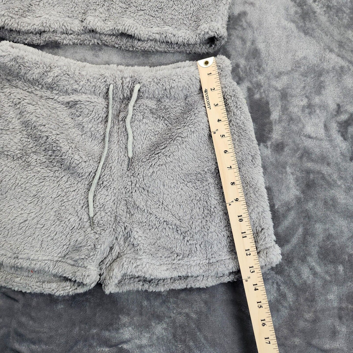 Women 3 Piece Soft Warm Flannel Shorts Pajamas Set Cute Gifts Grey XL