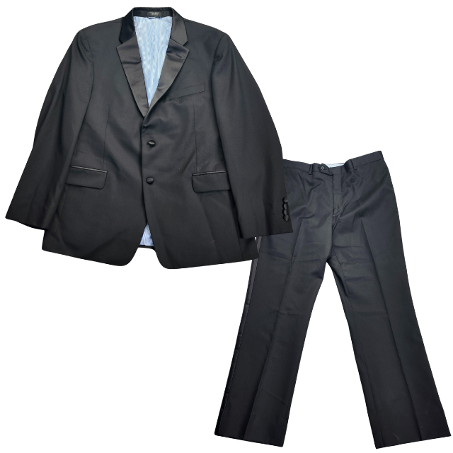 NWoT 100% Wool Tommy Hilfiger Black Tuxedo Set Jacket 42 Short, Pants 36 Short