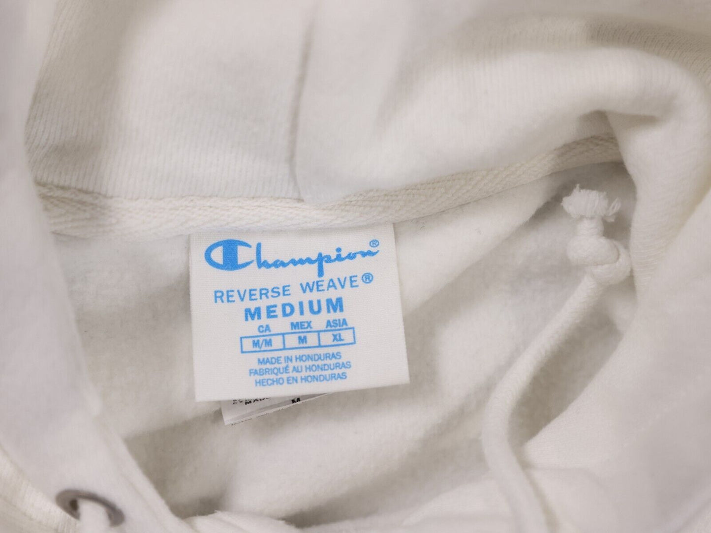 Champion Reverse Weave Sweatshirt Womens Medium White Cropped Hoodie Pullover