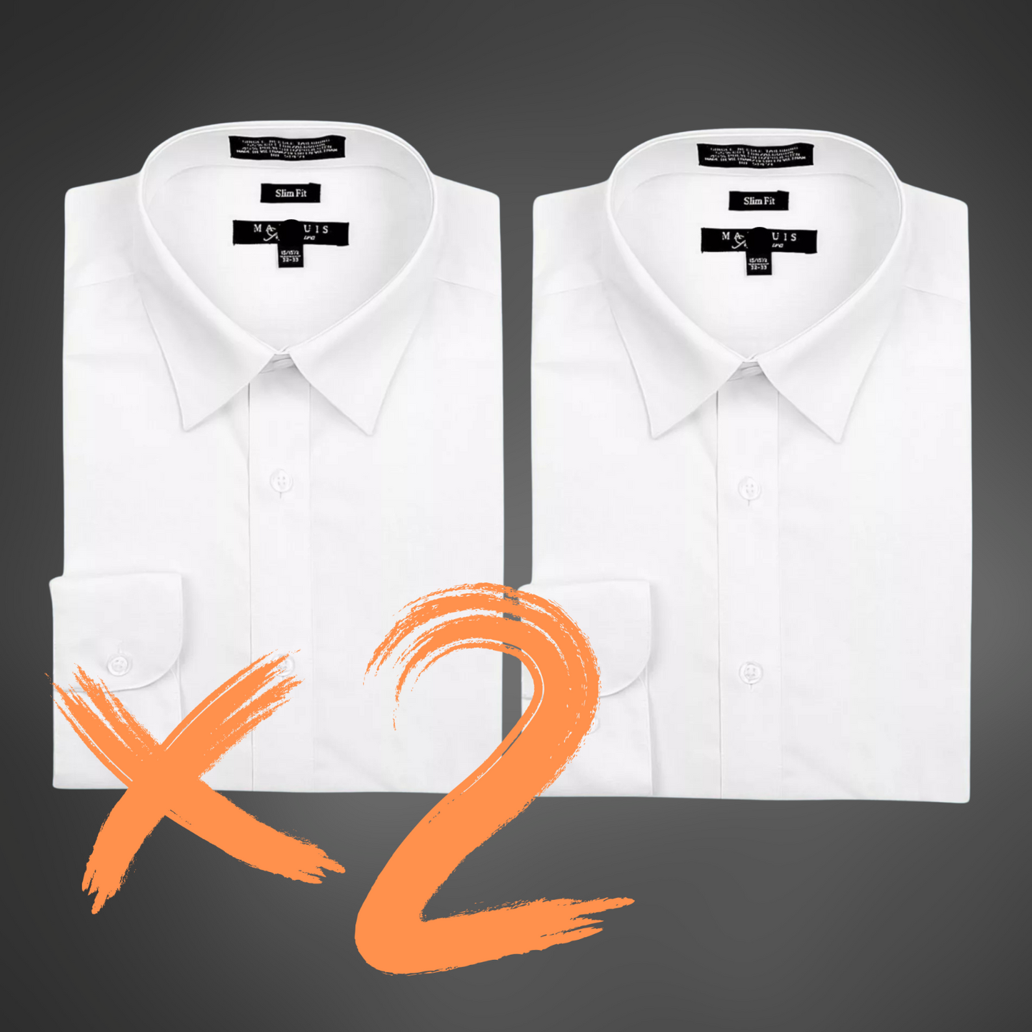 X2 Marquis Signature Men's Long Sleeve Slim Fit Dress Shirt White  14.5 32/33