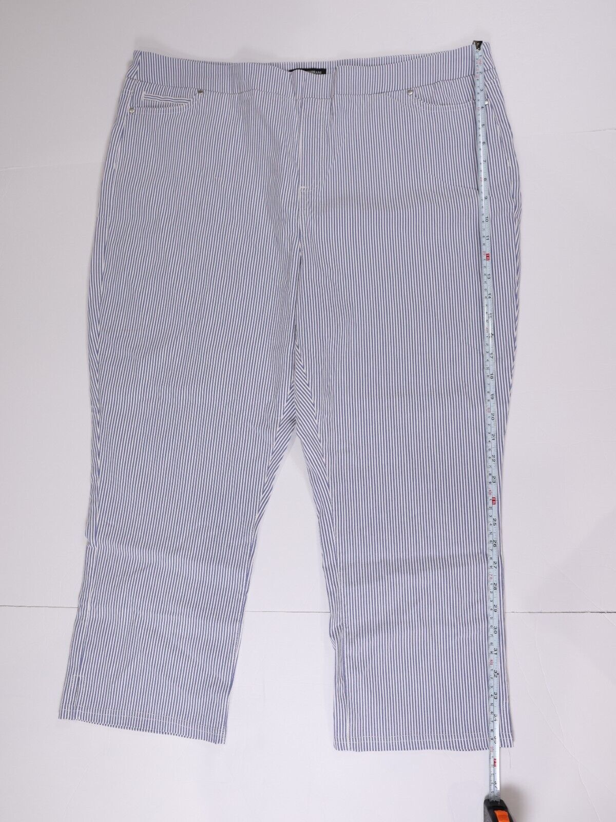 Mario Serrani Italy Stripes Ladies Capri Pants Blue Size XXL