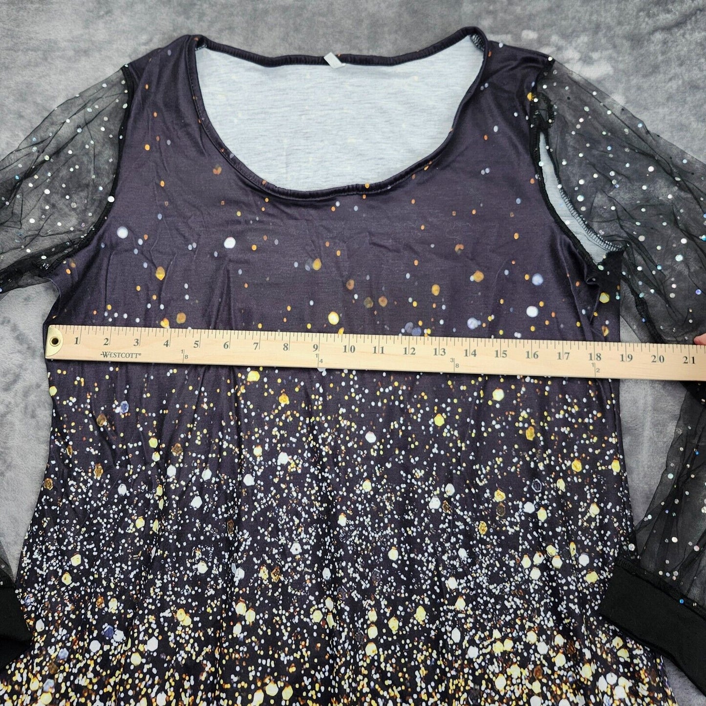 Women's Sequin Mini Dress Mesh Long Sleeve Sparkle Glitter Dress XL