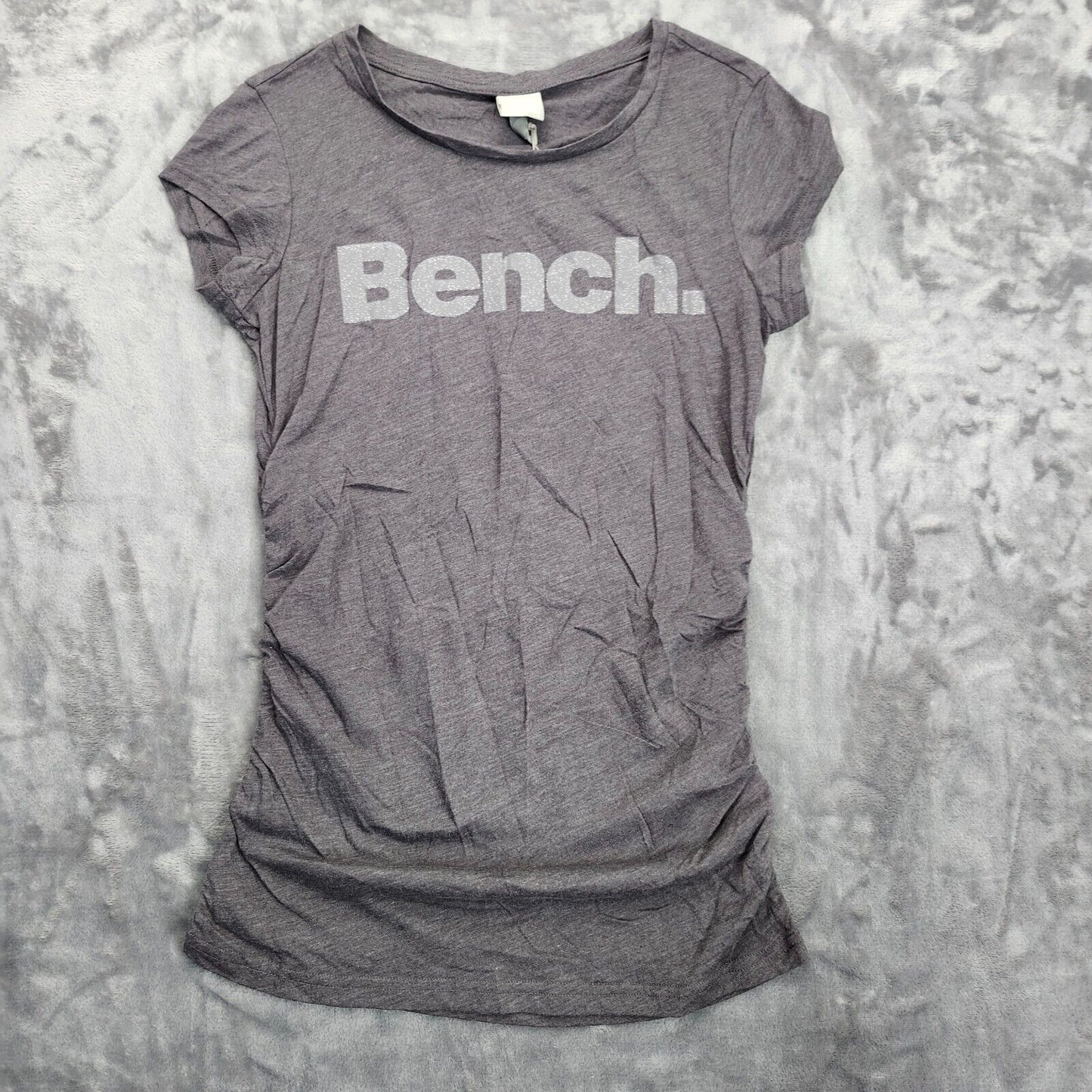 Bench Urban Wear Womens Cap sleeve Ruched Sides T-Shirt Grey Size Small