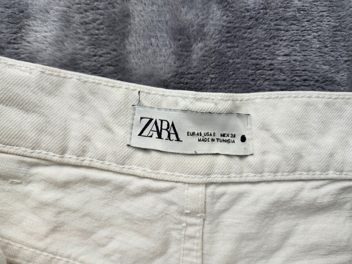 Zara the trute wide leg white denim jeans size 8