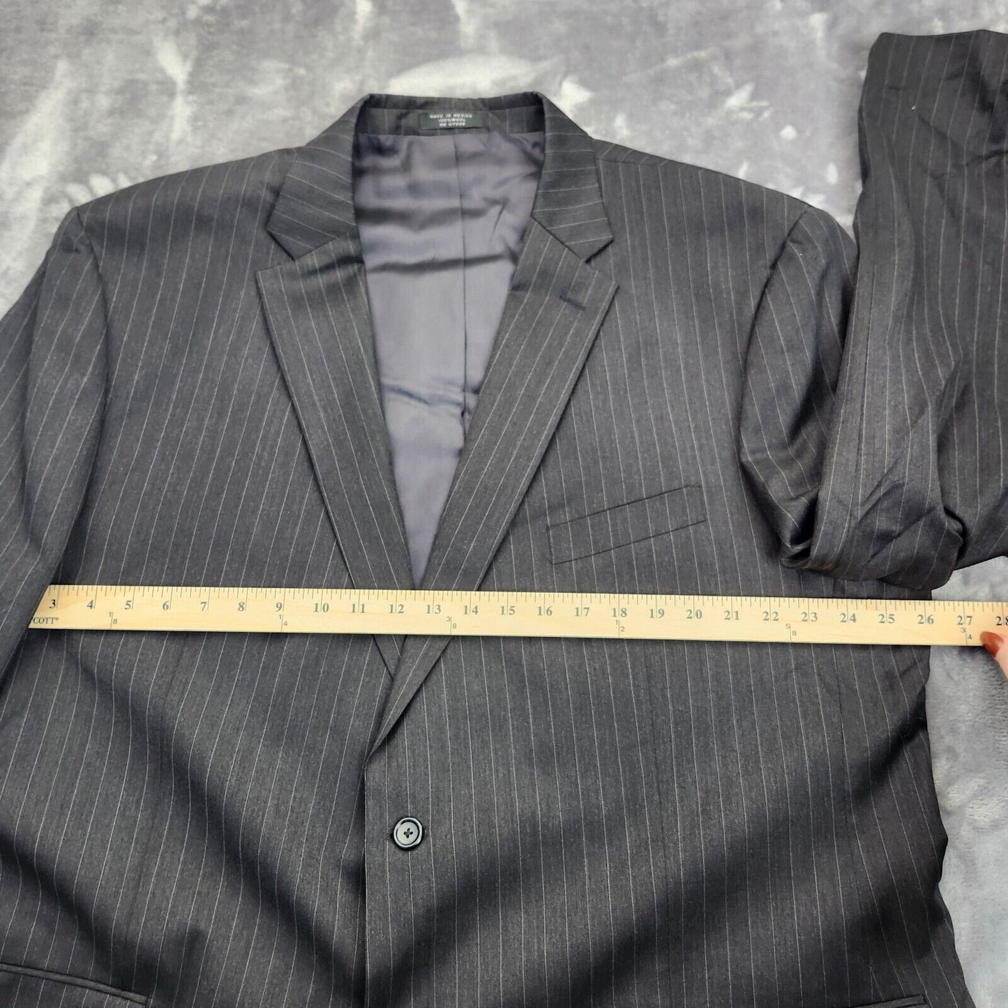 JNY Jones New York Mens Charcoal Wool Suit Jacket Style Bradford Size 52 Long