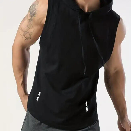 Men's Casual Gym Hoodie Sleeveless Comfort Loose Fit size L