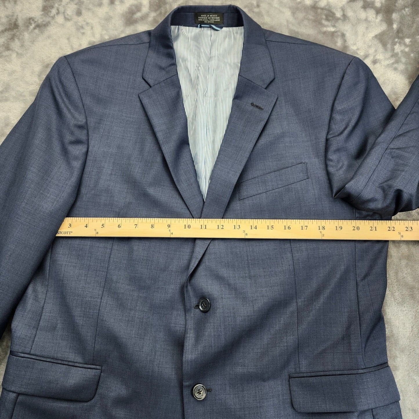 NWoT Tommy Hilfiger Navy Suit Jacket Notch Lapel 2 Button 44 Regular 100% Wool