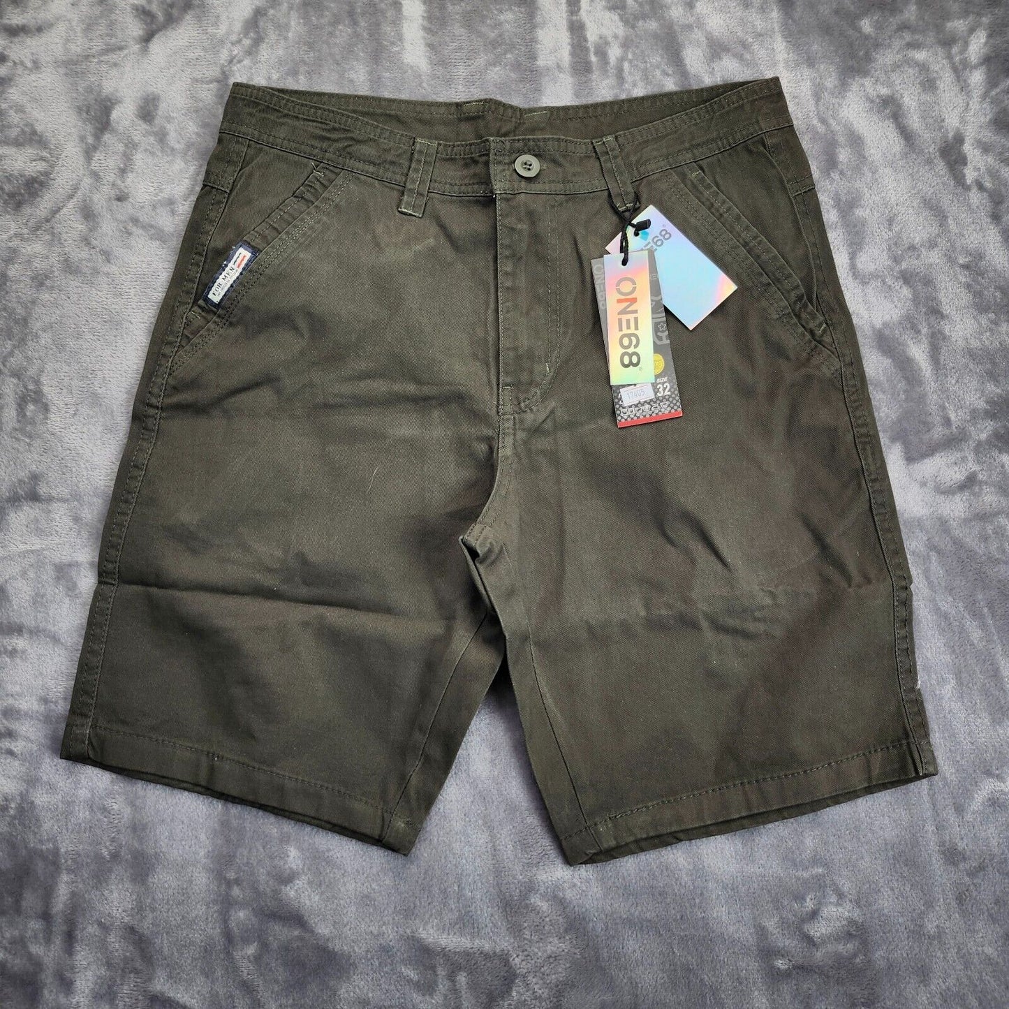 Men’s Pocket Zipper Denim Cargo Shorts Size 32