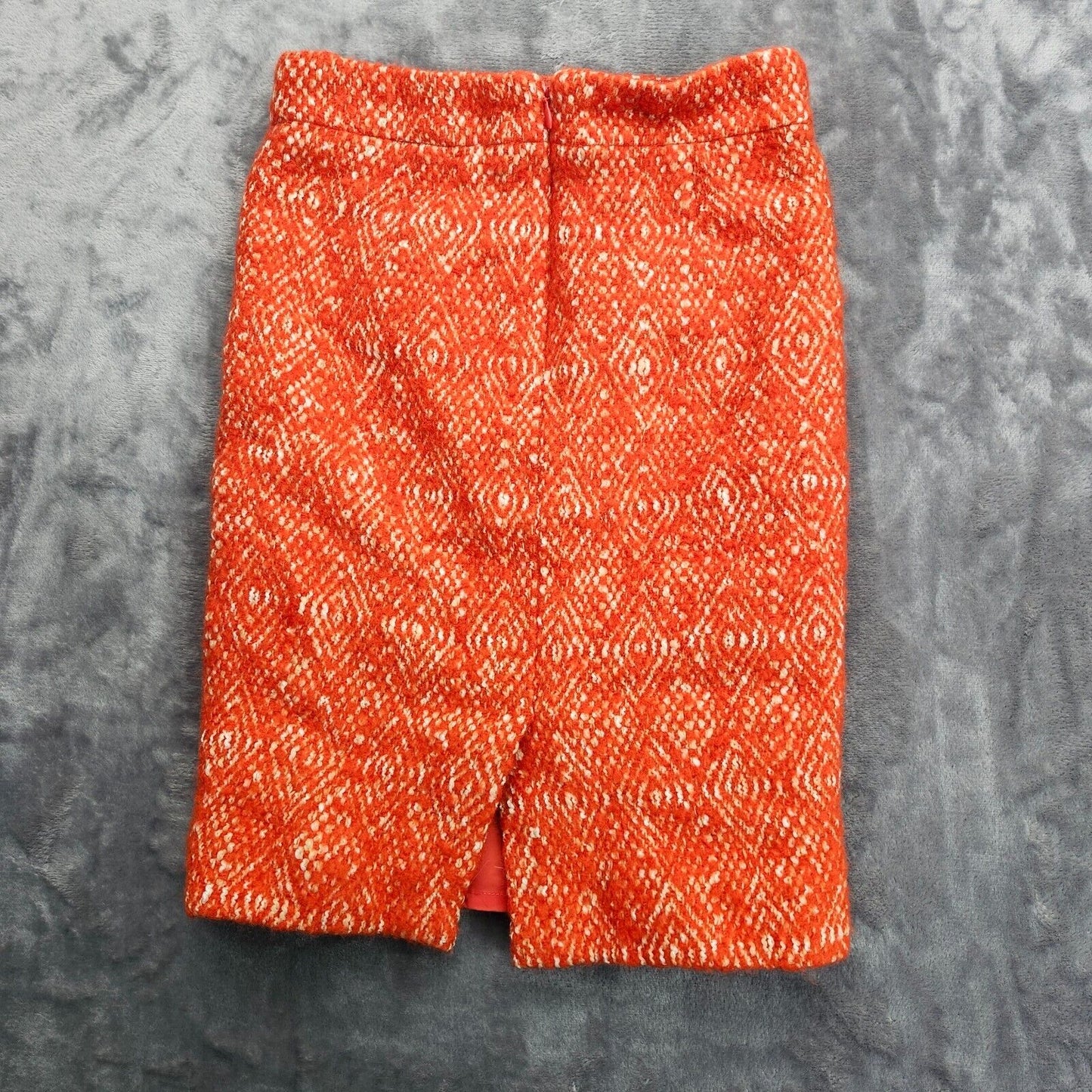 J. Crew Wool Skirt Womens Size 00 Petite Orange Lined Knee Length No 2 Pencil