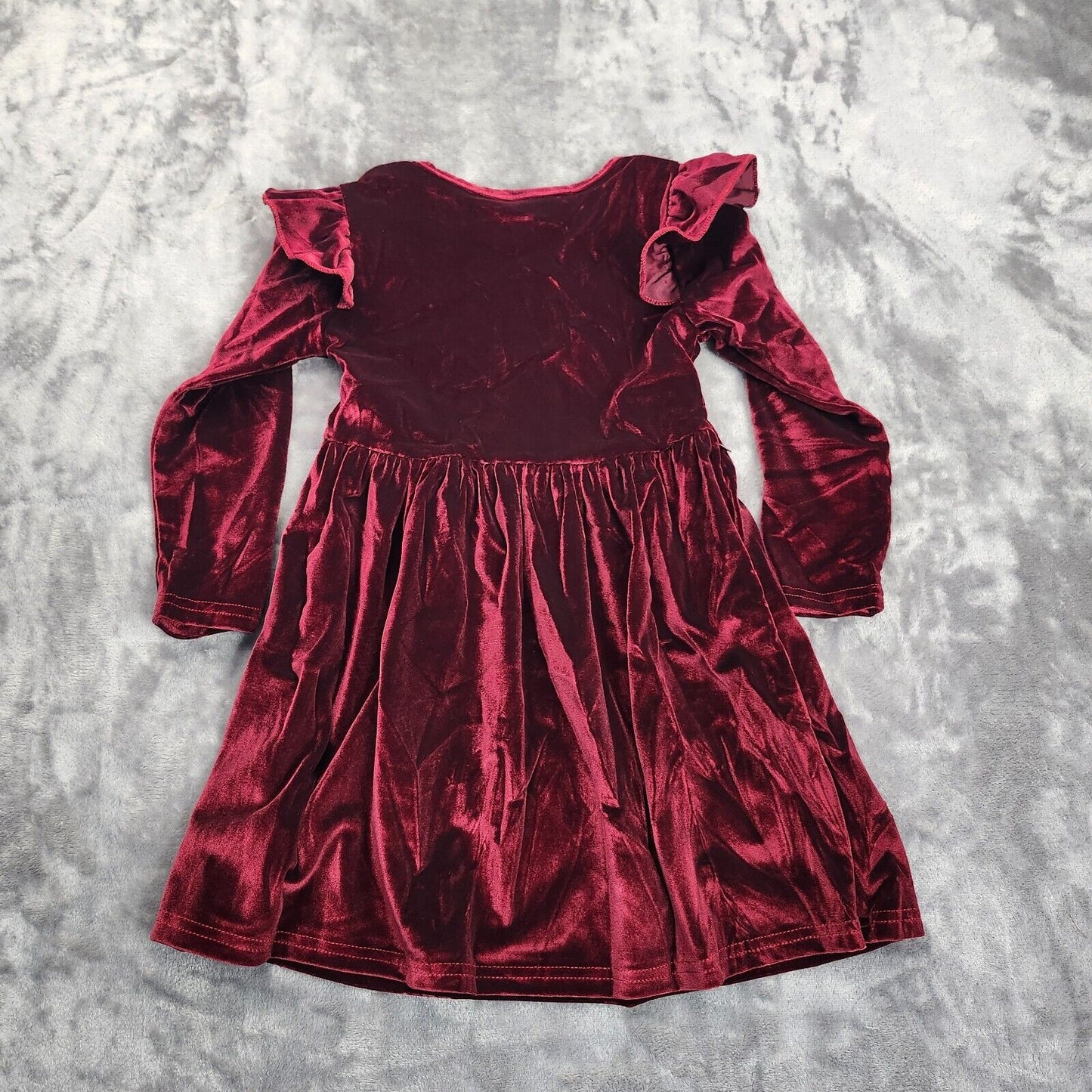 Girls Winter Dress Single Sided Velvet for Kids Twirl Dress Ruffle Hem 3-4 years